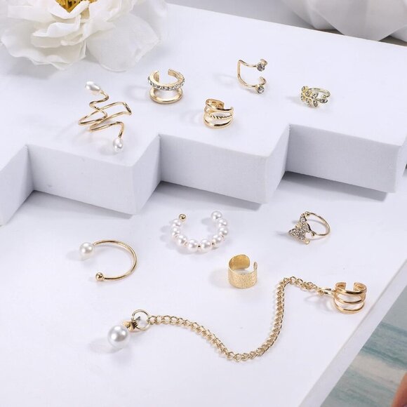 64PCS Ear Cuff Earrings for Women, Non Piercing Clip On Wrap Cartilage Earrings - Picture 6 of 9